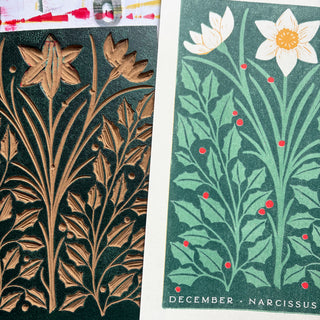 Birth Month Flowers Risograph Print: December