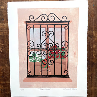 Hand Block Printed "Village Window" Reduction Print - No. 2