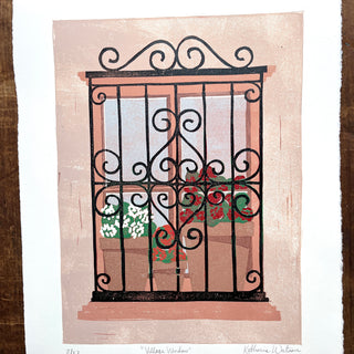 Hand Block Printed "Village Window" Reduction Print - No. 2