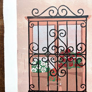 Hand Block Printed "Village Window" Reduction Print - No. 2