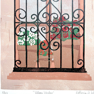 Hand Block Printed "Village Window" Reduction Print - No. 2