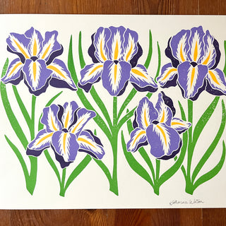 Garden Series: Iris Risograph Print