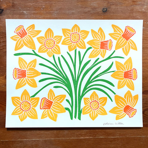 Garden Series: Daffodil Risograph Print