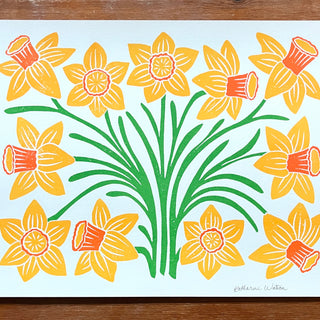 Garden Series: Daffodil Risograph Print