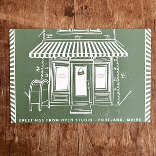 Open Studio, Green Postcard