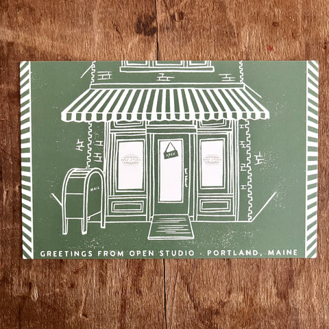 Open Studio, Green Postcard