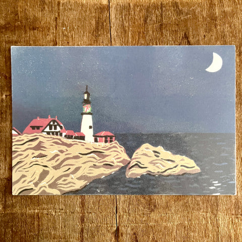 Night Lighthouse Postcard