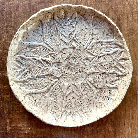 Block Printed Stoneware Dish - No. 5488