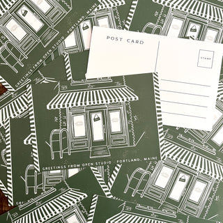 Open Studio, Green Postcard