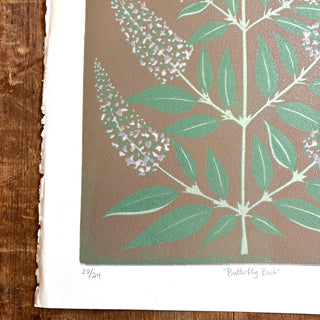 Hand Block Printed "Butterfly Bush" Reduction Print - No. 20