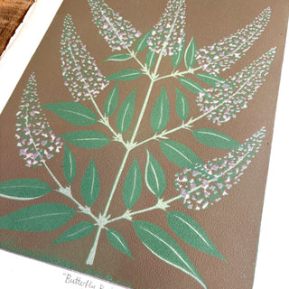 Hand Block Printed "Butterfly Bush" Reduction Print - No. 20