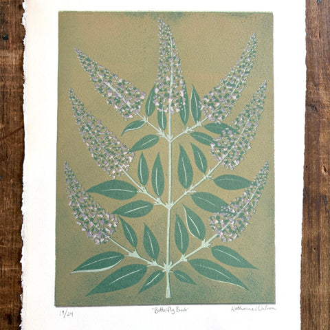 Hand Block Printed "Butterfly Bush" Reduction Print - No. 19