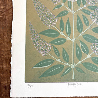 Hand Block Printed "Butterfly Bush" Reduction Print - No. 19