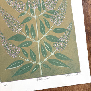 Hand Block Printed "Butterfly Bush" Reduction Print - No. 19
