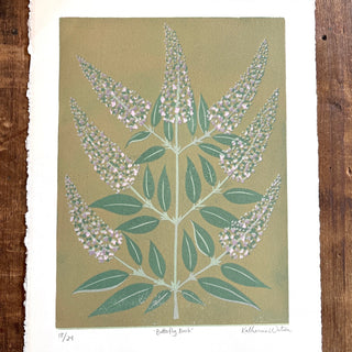 Hand Block Printed "Butterfly Bush" Reduction Print - No. 18