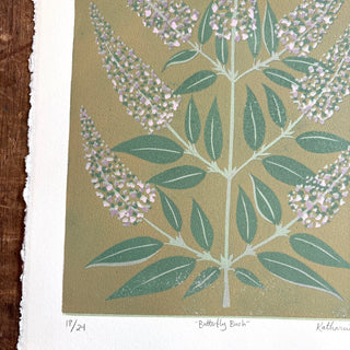 Hand Block Printed "Butterfly Bush" Reduction Print - No. 18