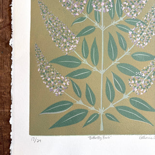 Hand Block Printed "Butterfly Bush" Reduction Print - No. 17