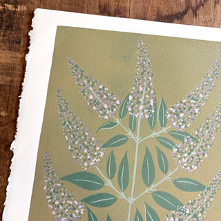Hand Block Printed "Butterfly Bush" Reduction Print - No. 17