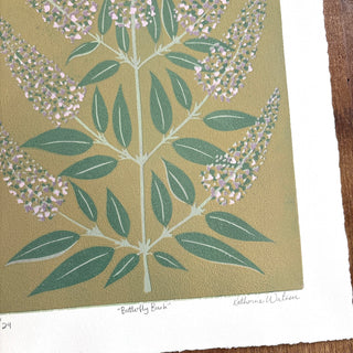 Hand Block Printed "Butterfly Bush" Reduction Print - No. 17