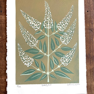 Hand Block Printed "Butterfly Bush" Reduction Print - No. 15
