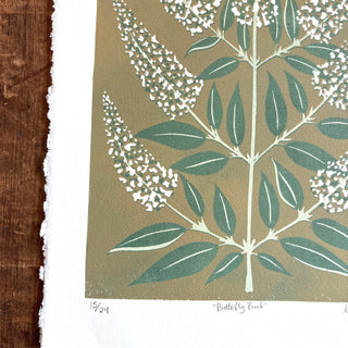 Hand Block Printed "Butterfly Bush" Reduction Print - No. 15