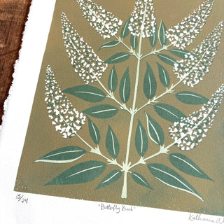 Hand Block Printed "Butterfly Bush" Reduction Print - No. 15