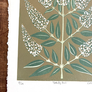 Hand Block Printed "Butterfly Bush" Reduction Print - No. 13