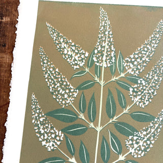 Hand Block Printed "Butterfly Bush" Reduction Print - No. 13