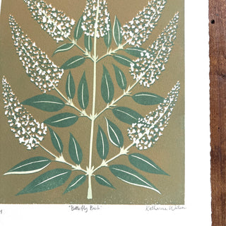 Hand Block Printed "Butterfly Bush" Reduction Print - No. 13