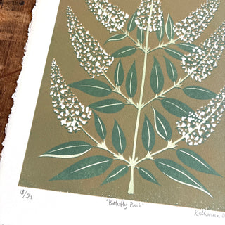 Hand Block Printed "Butterfly Bush" Reduction Print - No. 13