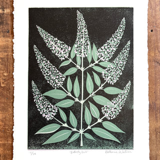 Hand Block Printed "Butterfly Bush" Reduction Print - No. 11
