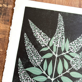 Hand Block Printed "Butterfly Bush" Reduction Print - No. 11