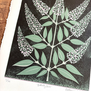 Hand Block Printed "Butterfly Bush" Reduction Print - No. 11