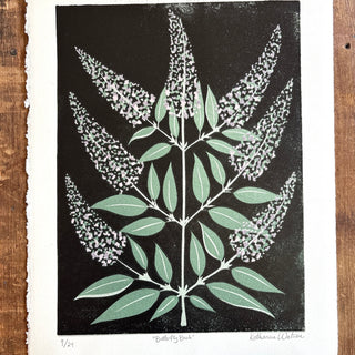 Hand Block Printed "Butterfly Bush" Reduction Print - No. 9