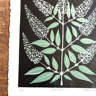 Hand Block Printed "Butterfly Bush" Reduction Print - No. 9