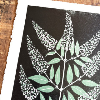 Hand Block Printed "Butterfly Bush" Reduction Print - No. 9