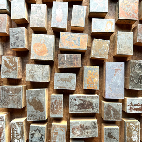 Antique Letterpress Country Stamps - Set of 20