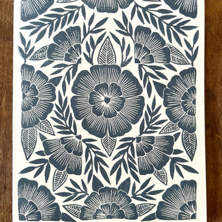 Teal Floral Blank Greeting Card