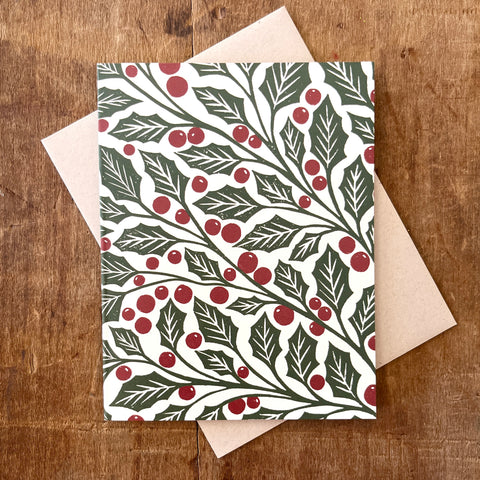 Holly Blank Greeting Card