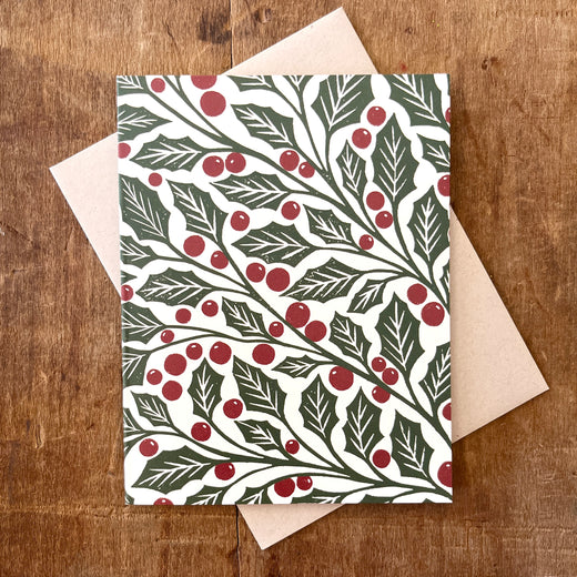 Holly Blank Greeting Card