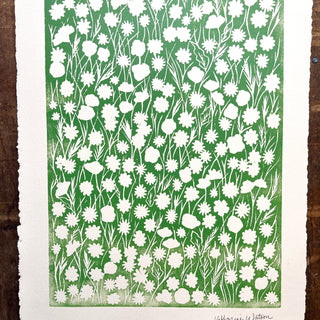 SECONDS : Hand Block Printed Meadow Art Print - No. 5794