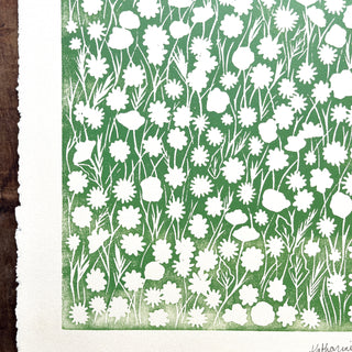 SECONDS : Hand Block Printed Meadow Art Print - No. 5794