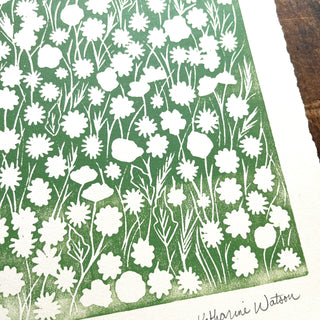 SECONDS : Hand Block Printed Meadow Art Print - No. 5794