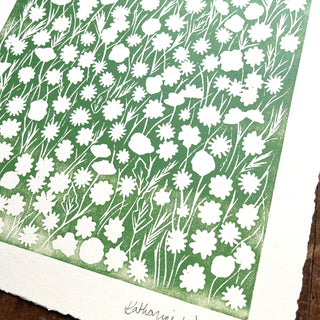 SECONDS : Hand Block Printed Meadow Art Print - No. 5794