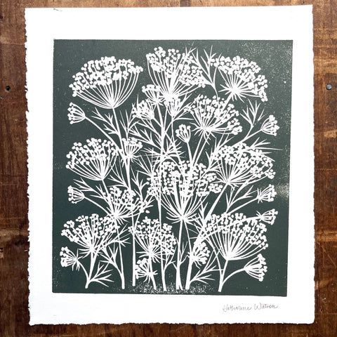 SECONDS : Hand Block Printed Fennel Art Print - No. 5796