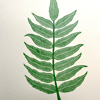 SECONDS : Hand Block Printed Fern Art Print - No. 5797