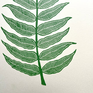 SECONDS : Hand Block Printed Fern Art Print - No. 5797
