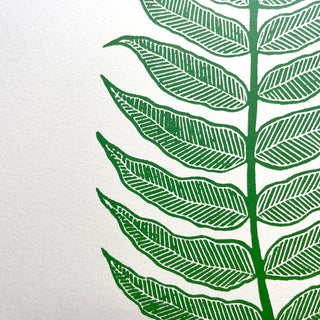SECONDS : Hand Block Printed Fern Art Print - No. 5797