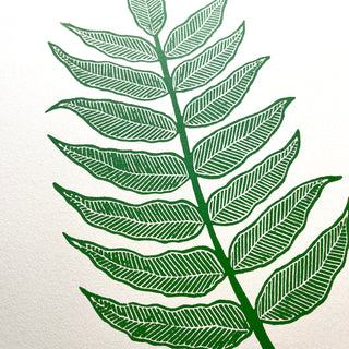 SECONDS : Hand Block Printed Fern Art Print - No. 5797