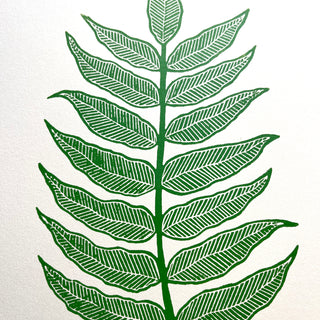 SECONDS : Hand Block Printed Fern Art Print - No. 5797